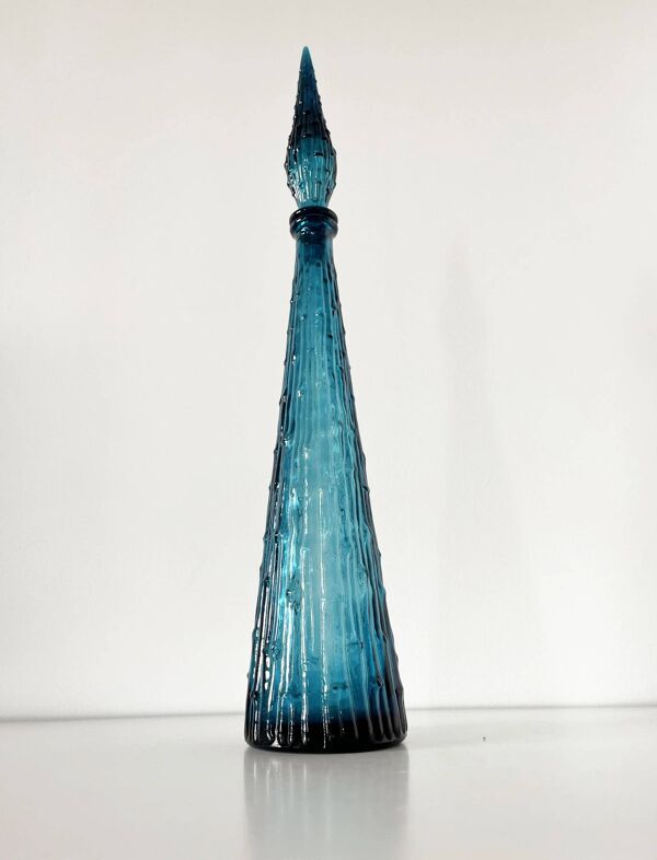 Carafe italienne Empoli en verre bleu, 1960