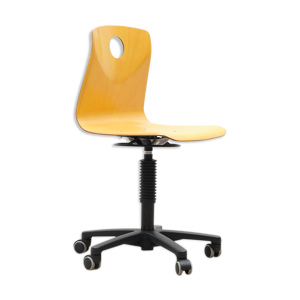 Chaise de bureau à roulettes jaune