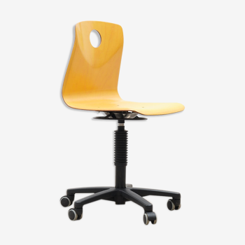 Office chair with yellow wheels