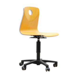 Office chair with yellow wheels