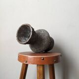 Handcrafted terracotta ceramic vase with brutalist enamel