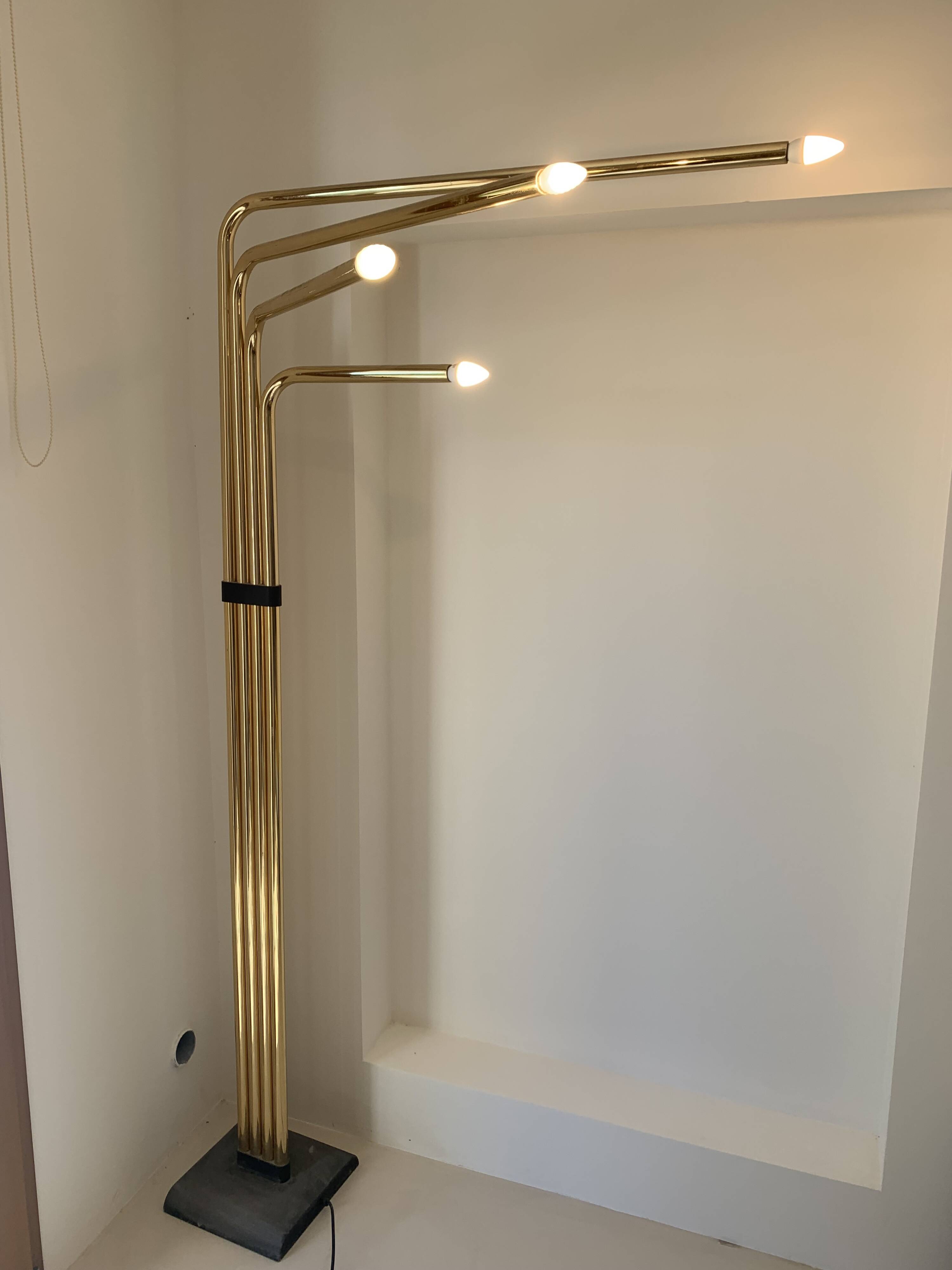 Vintage 1970s adjustable gold floor lamp by Goffredo Reggiani