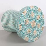 Mushroom style turquoise pearlescent mosaic coffee table 45x52 cm