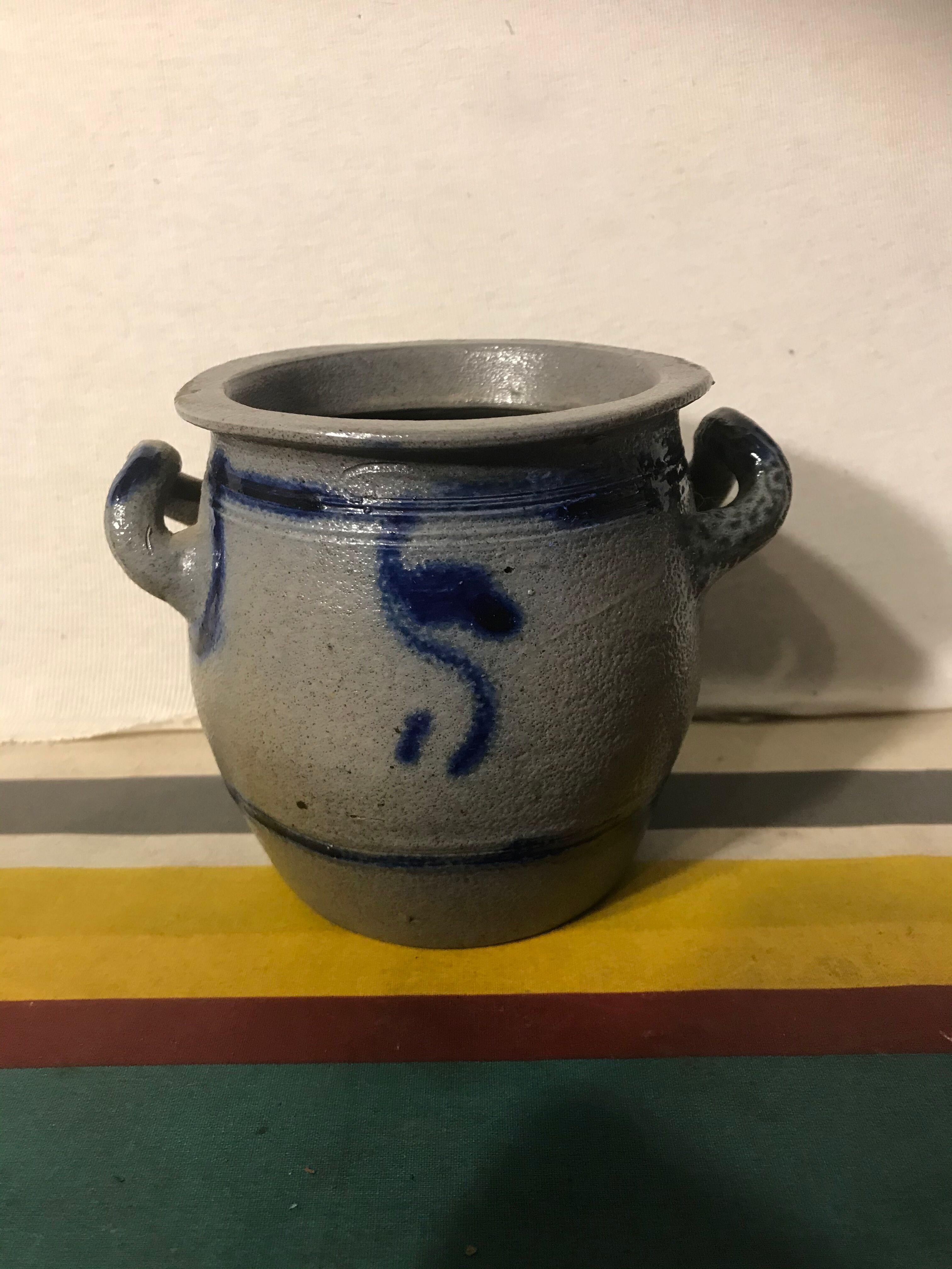 Lot 5 old blue sandstone 3 pots - carafe - vintage decoration tonneau