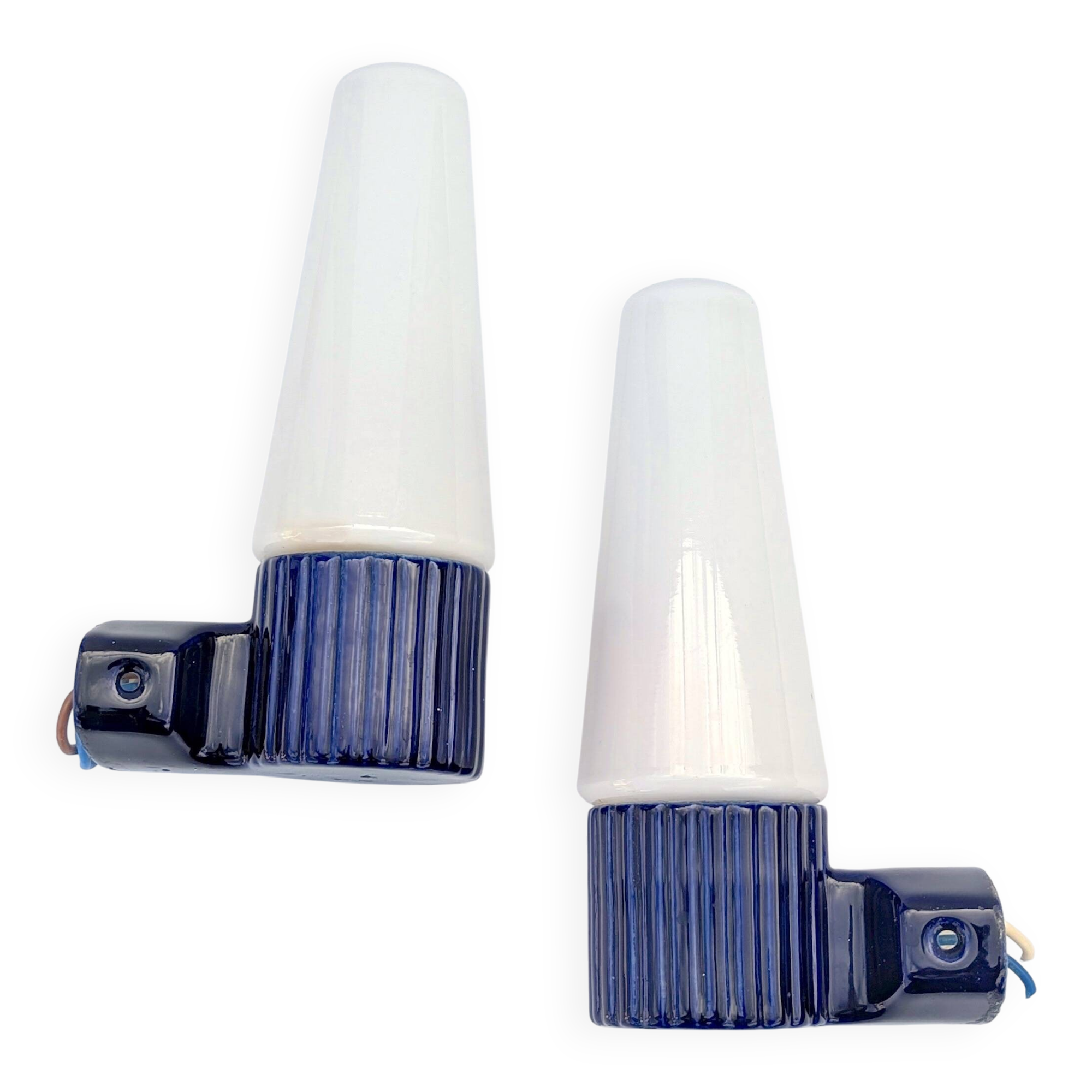 Pair of blue ceramic wall lights by Hans-Agne Jakobsson