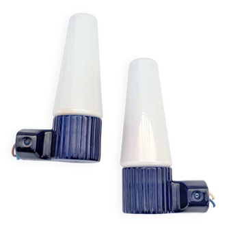 Pair of blue ceramic wall lights by Hans-Agne Jakobsson