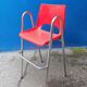 Children's high chair design chrome metal and vintage plastic