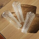 Set of 3 vintage molded glass tulips