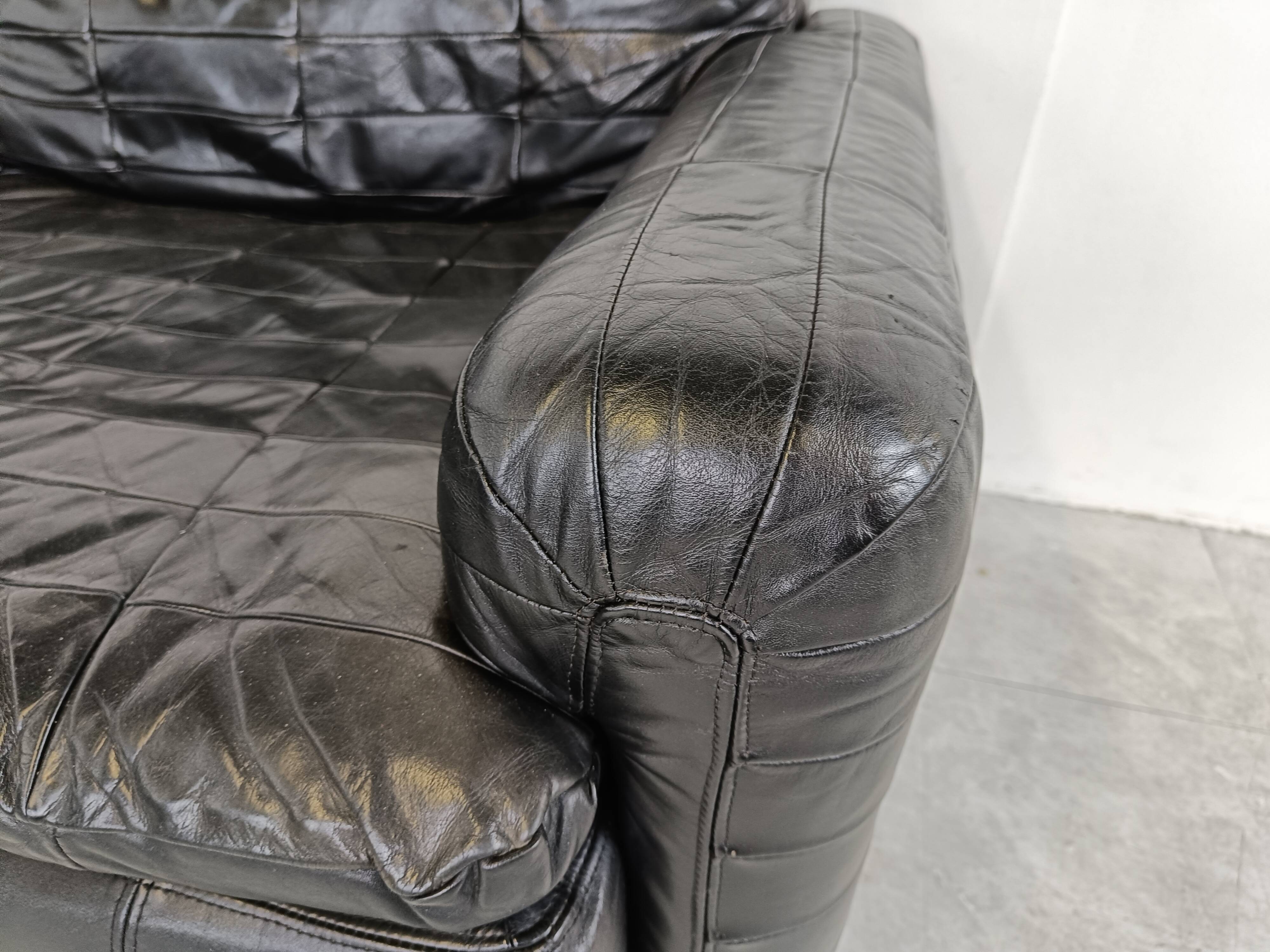 Canapé modulaire en cuir patchwork vintage, années 1970