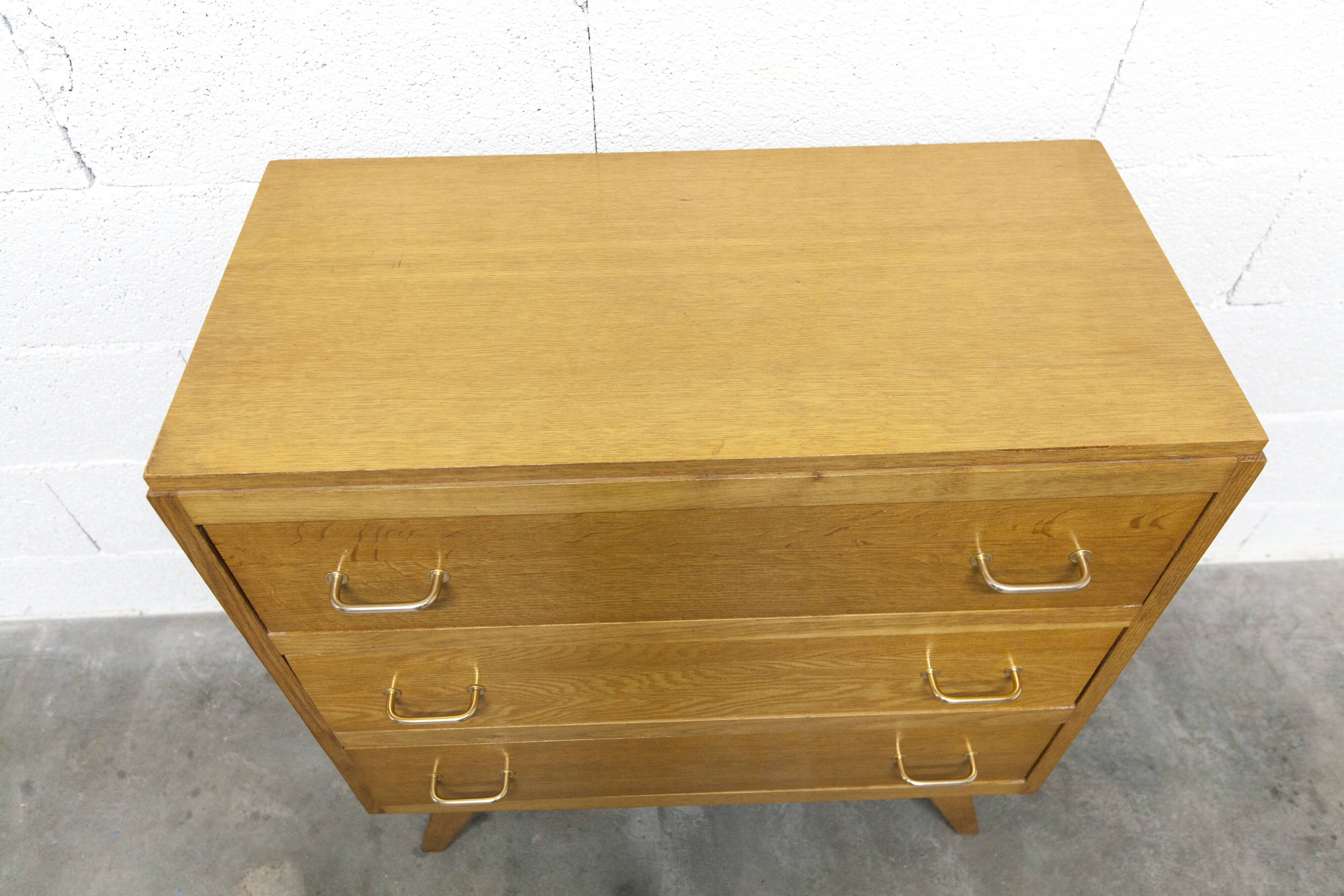 3-drawer chest with splayed legs, 1960s, honey color