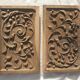 Paire de fronton, bas relief en bois sculpté