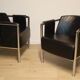 Pair of armchairs in synthetic leather and chromed metal, 1970