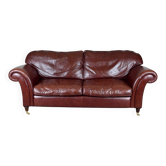 Laura Ashley Mortimer heritage leather 3-seater sofa with wheels.