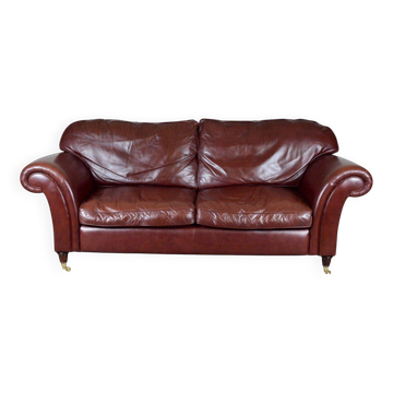 Laura Ashley Mortimer heritage leather 3-seater sofa with wheels.