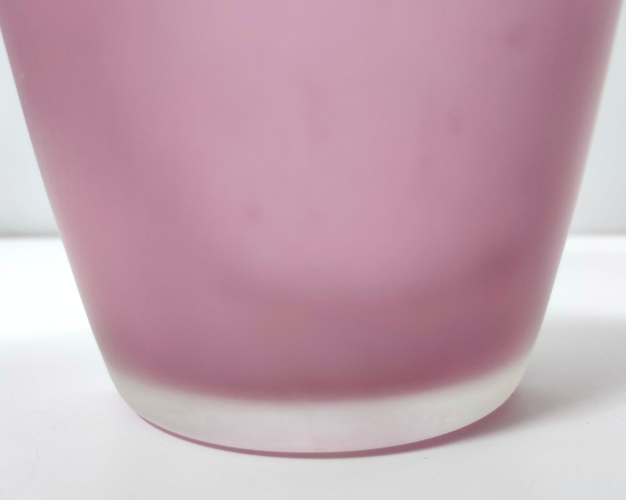 Stunning Double Color White and Pink Etched Murano Glass Vase, Italy, 1980s