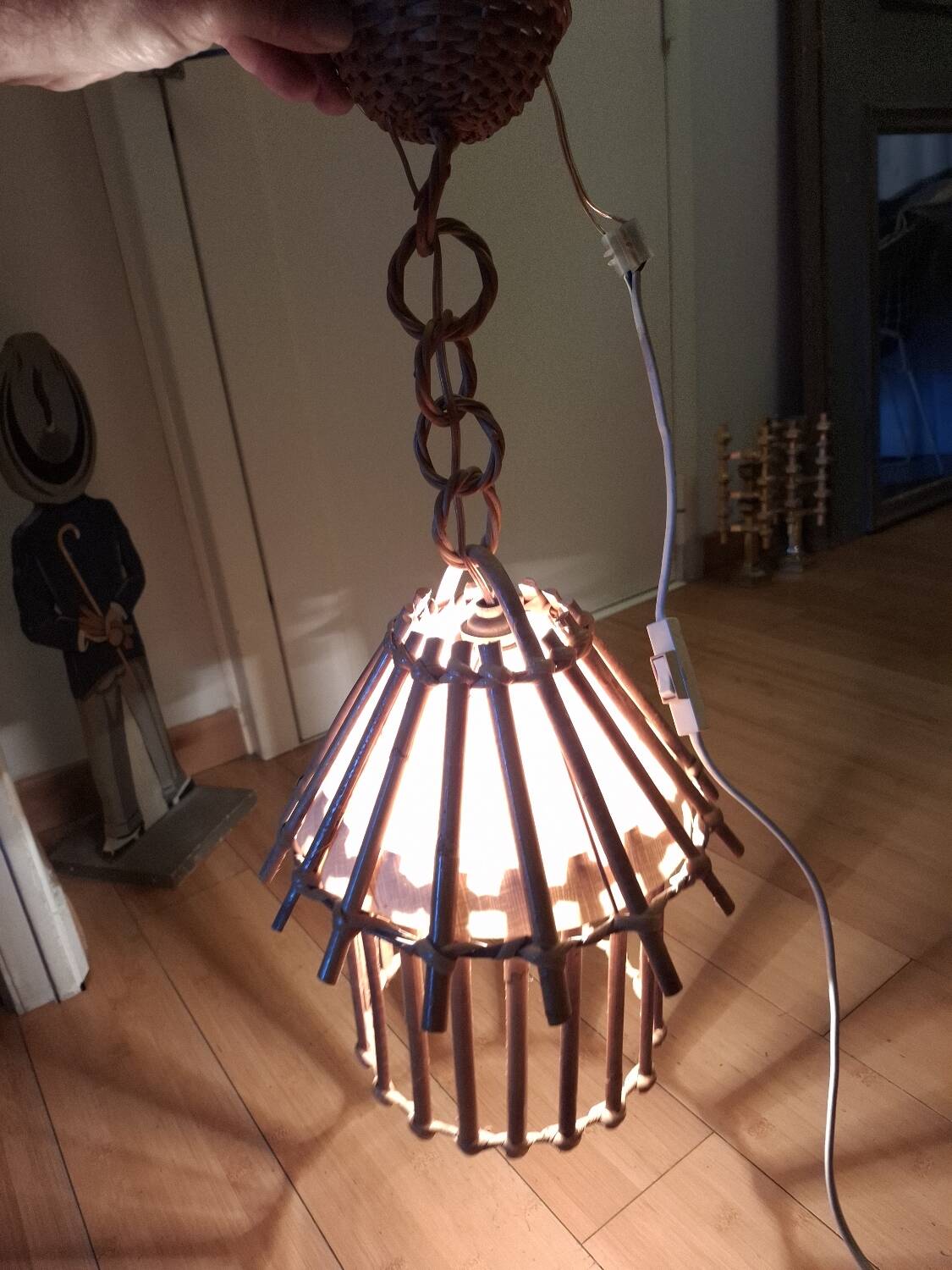 Vintage 60s rattan pendant light