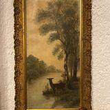 Old oil on canvas “forest scene” signed