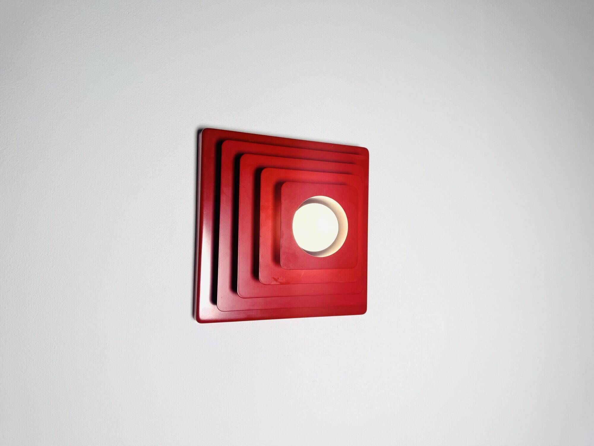 Multi-Layered Pyramid Wall Lamp In Red By Hustadt Leuchten, Germany 1970S