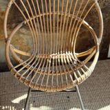 Wicker shell armchair