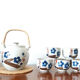 Stoneware tea set with currants, vintage Japan