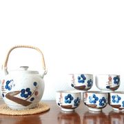 Stoneware tea set with currants, vintage Japan