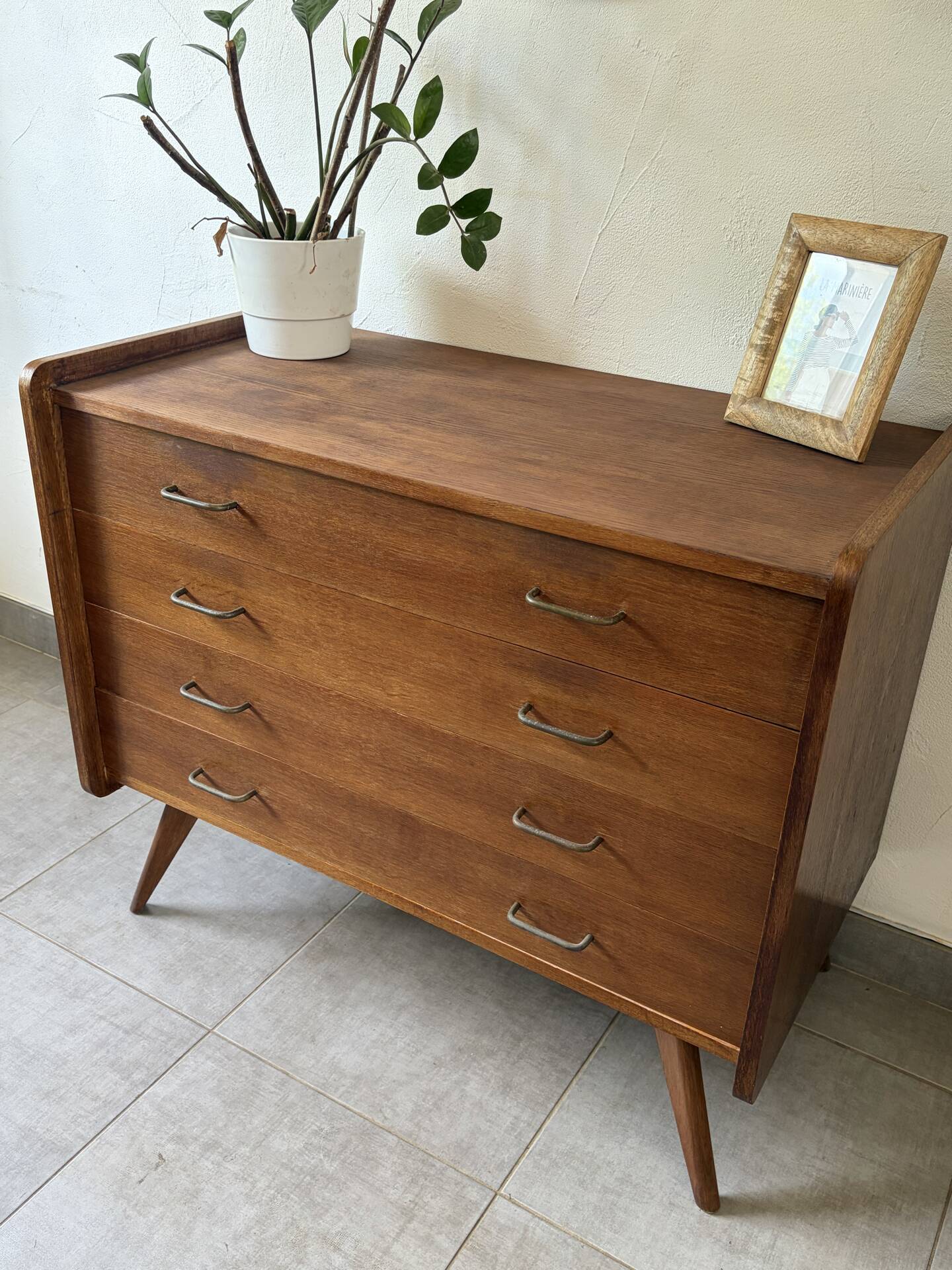 Vintage oak commode from the 1960s.