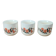 Set of 3 vintage ceramic cups with floral decoration.