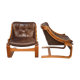 Pair of Danish armchairs in teak and leather 1970