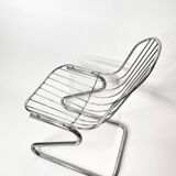 Vintage Metal Dining Chairs Brown Velvet Cushions, Italy, 1970s, Set of 3