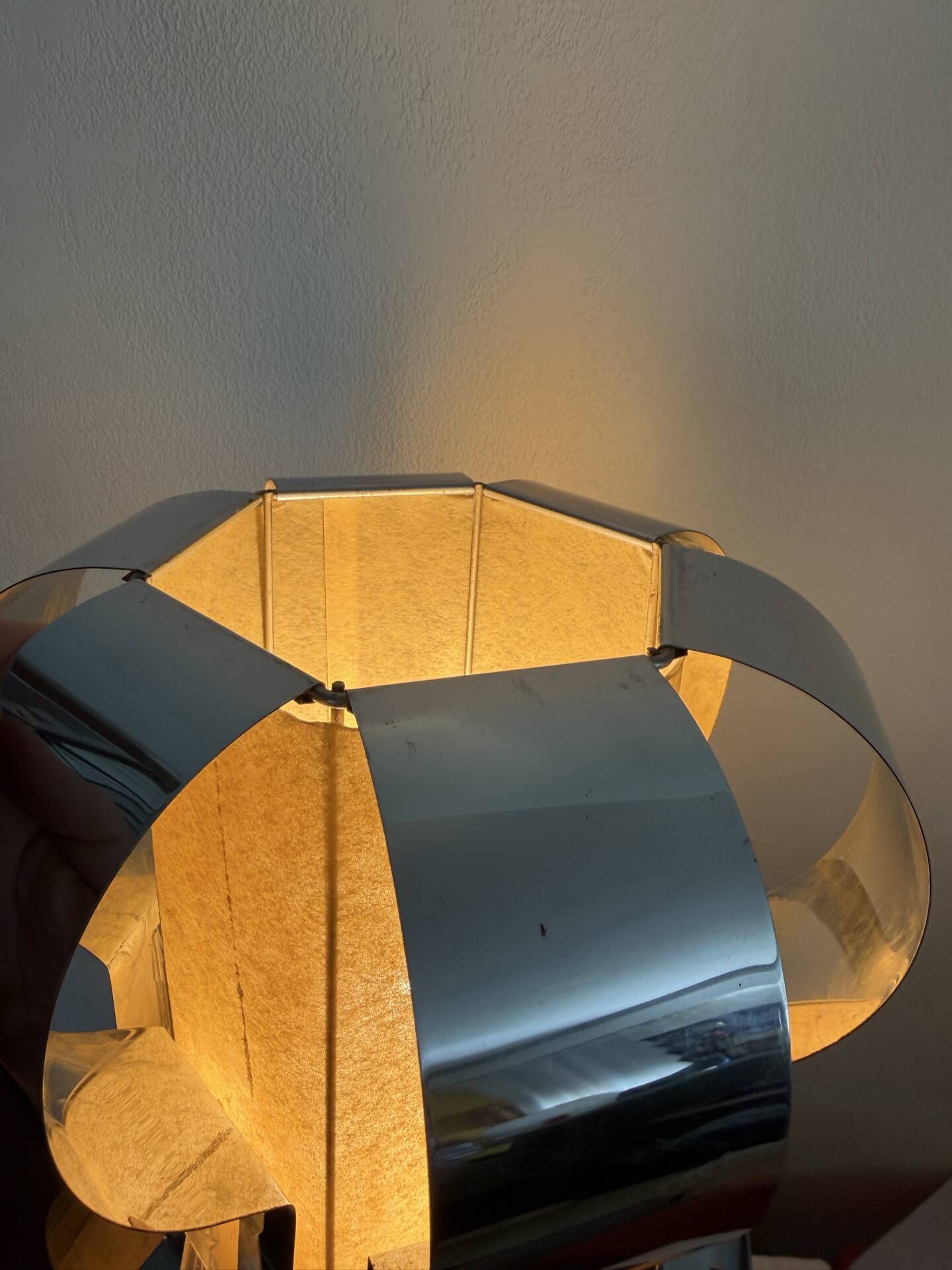 Chrome metal slat lamp, 1970s, psychedelic