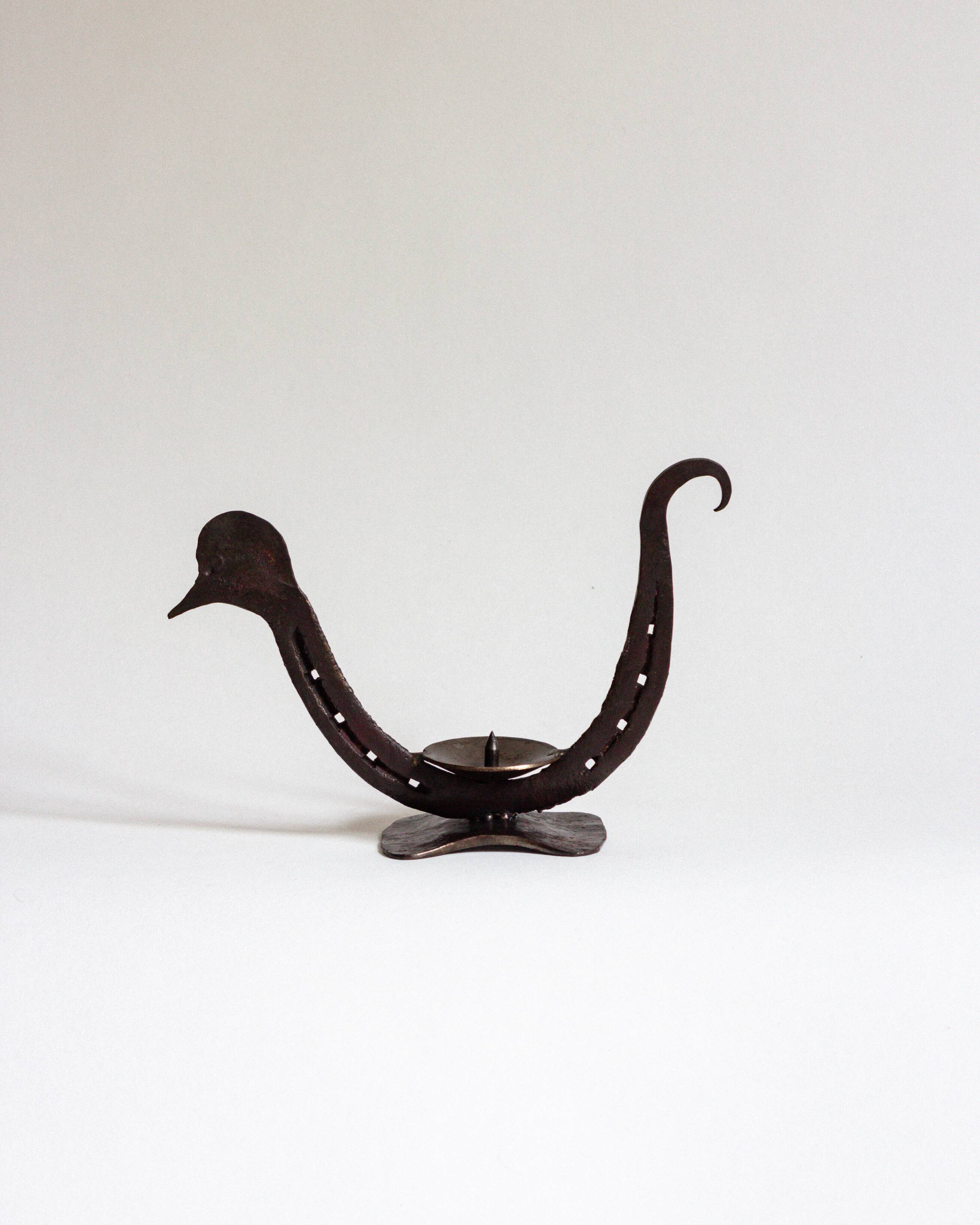 Zoomorphic wrought iron candle holder, France, 1950s
