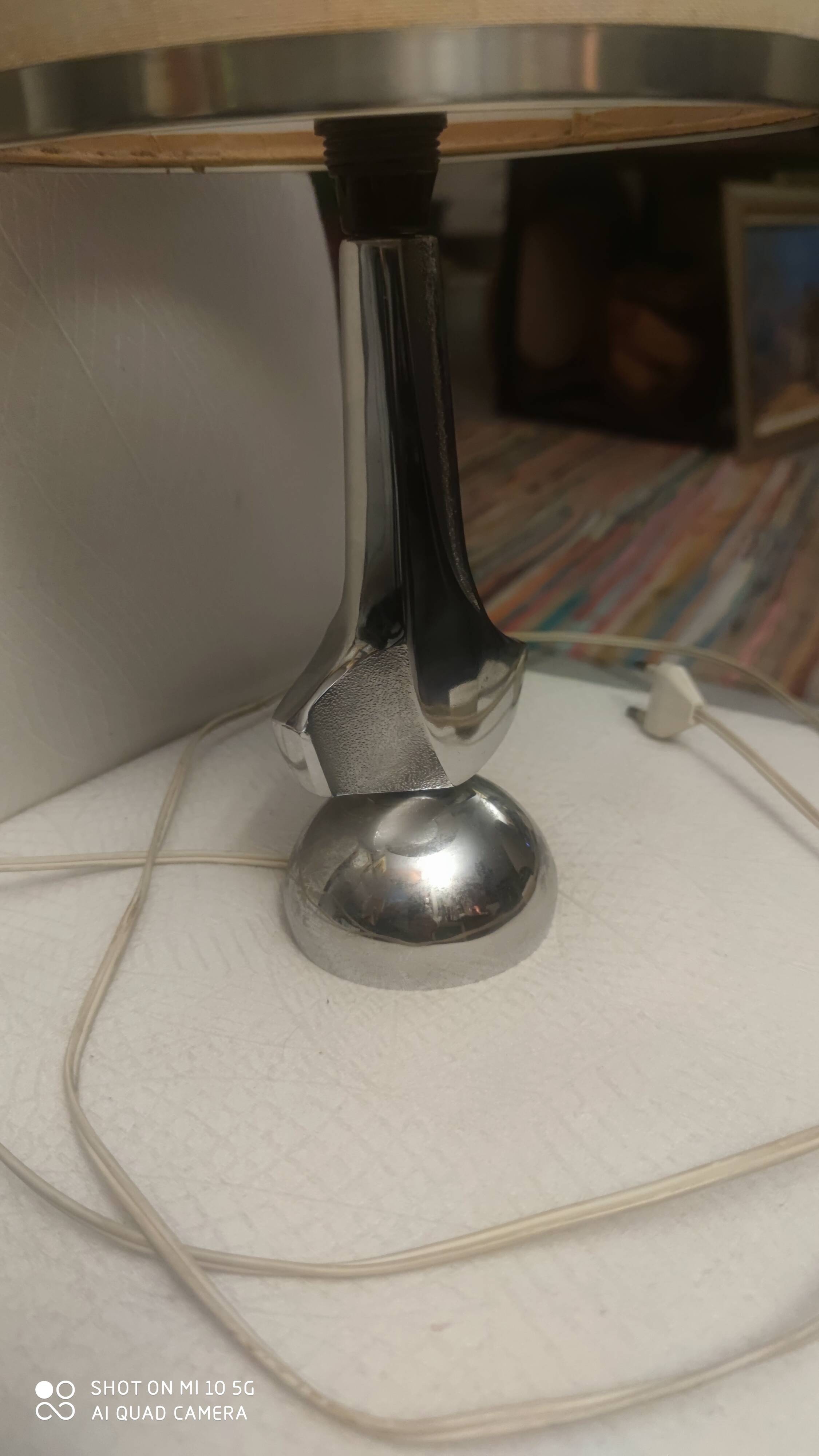Chrome-plated metal lamp circa 1970