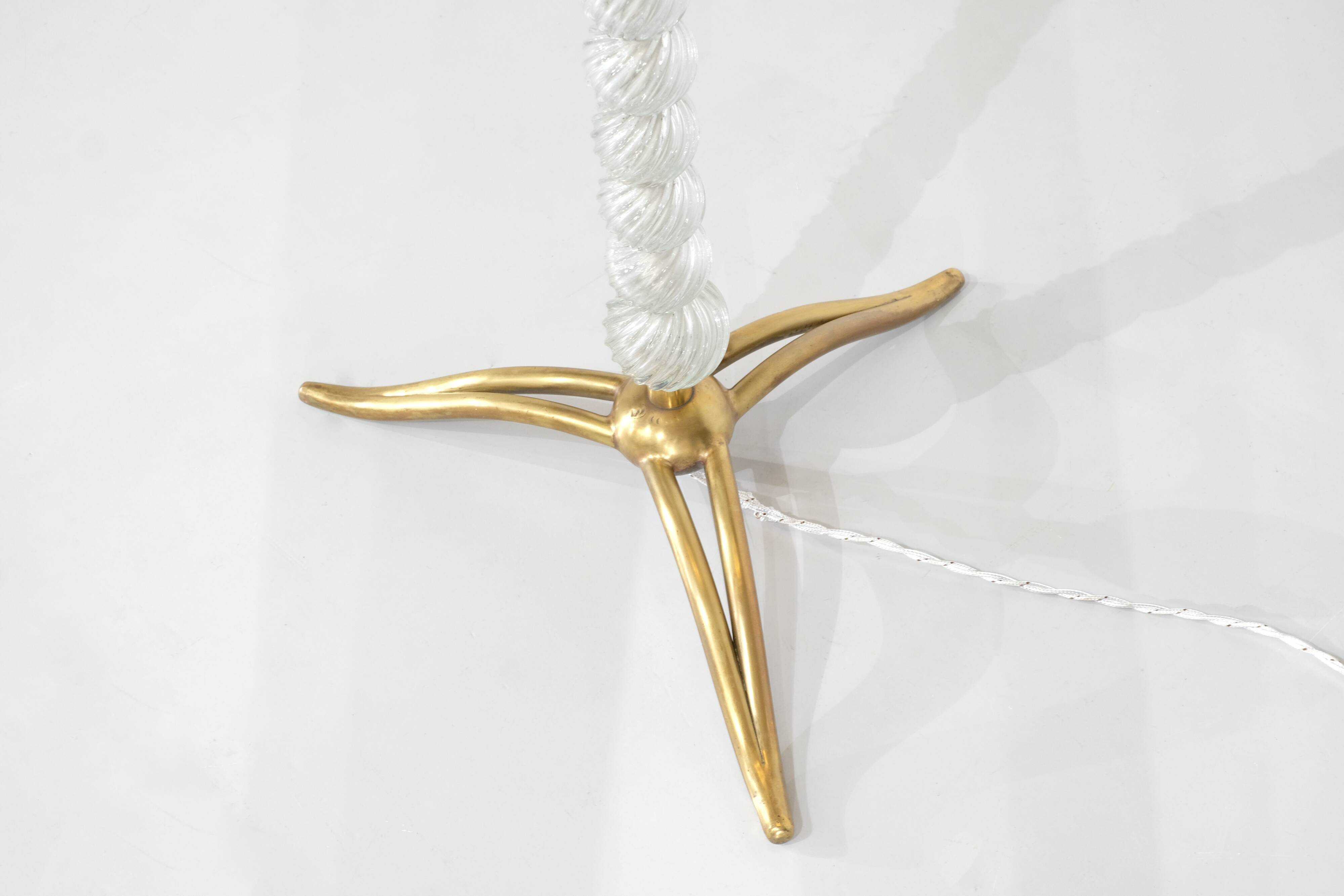 Murano glass and bronze floor lamp attributed to Seguso Vetri, Italy.