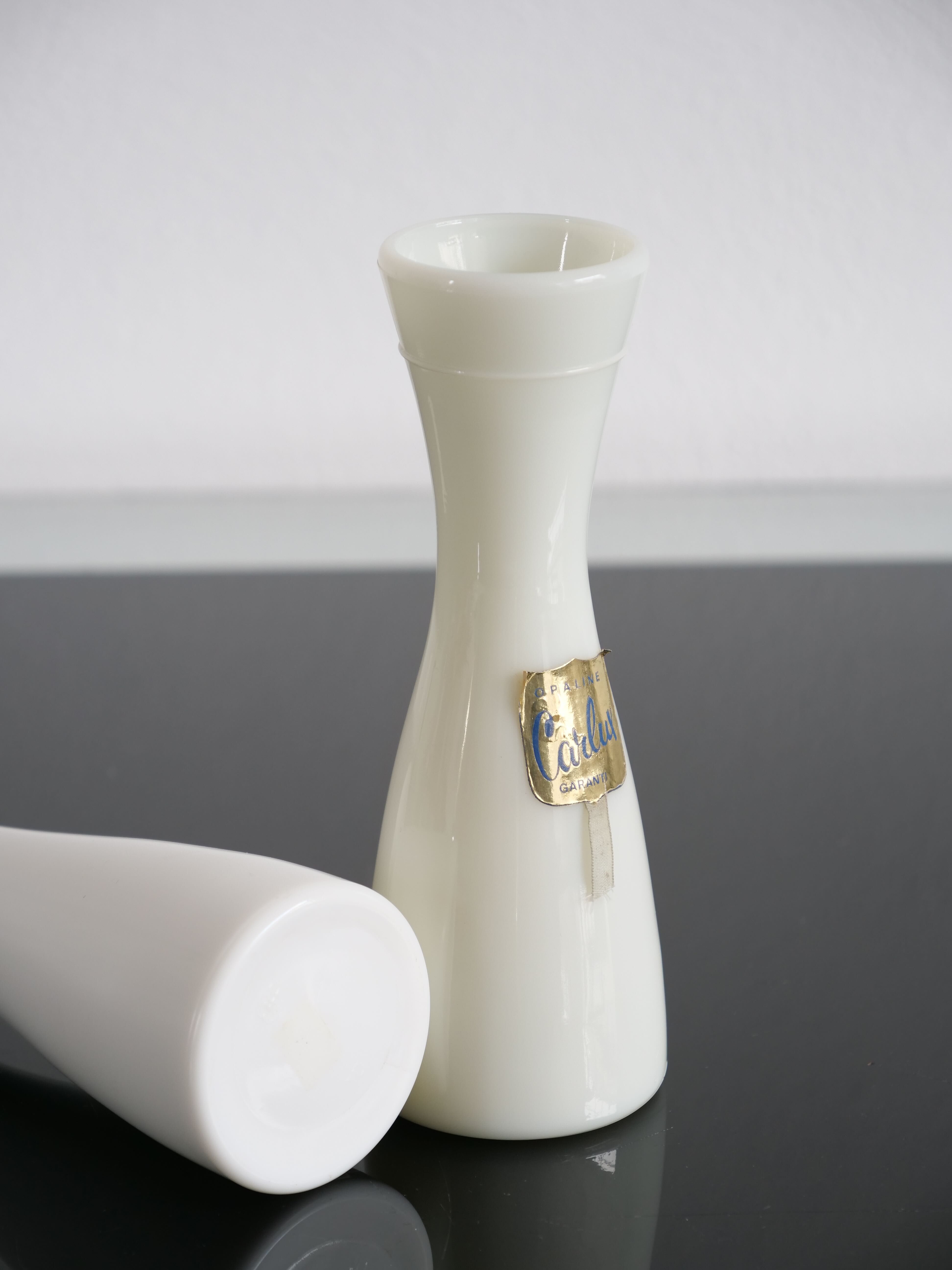 Pair of vintage opaline soliflore vases Carlux France