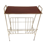 Metal magazine holder with vintage tablet