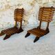 Pair of vintage folding chairs with slats, 1950-1960