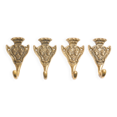 Set of four decorative vintage gold wall hooks, Europe, 1960s.
