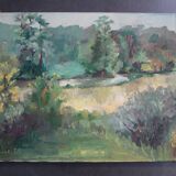 Oil on canvas, rural landscape, signed