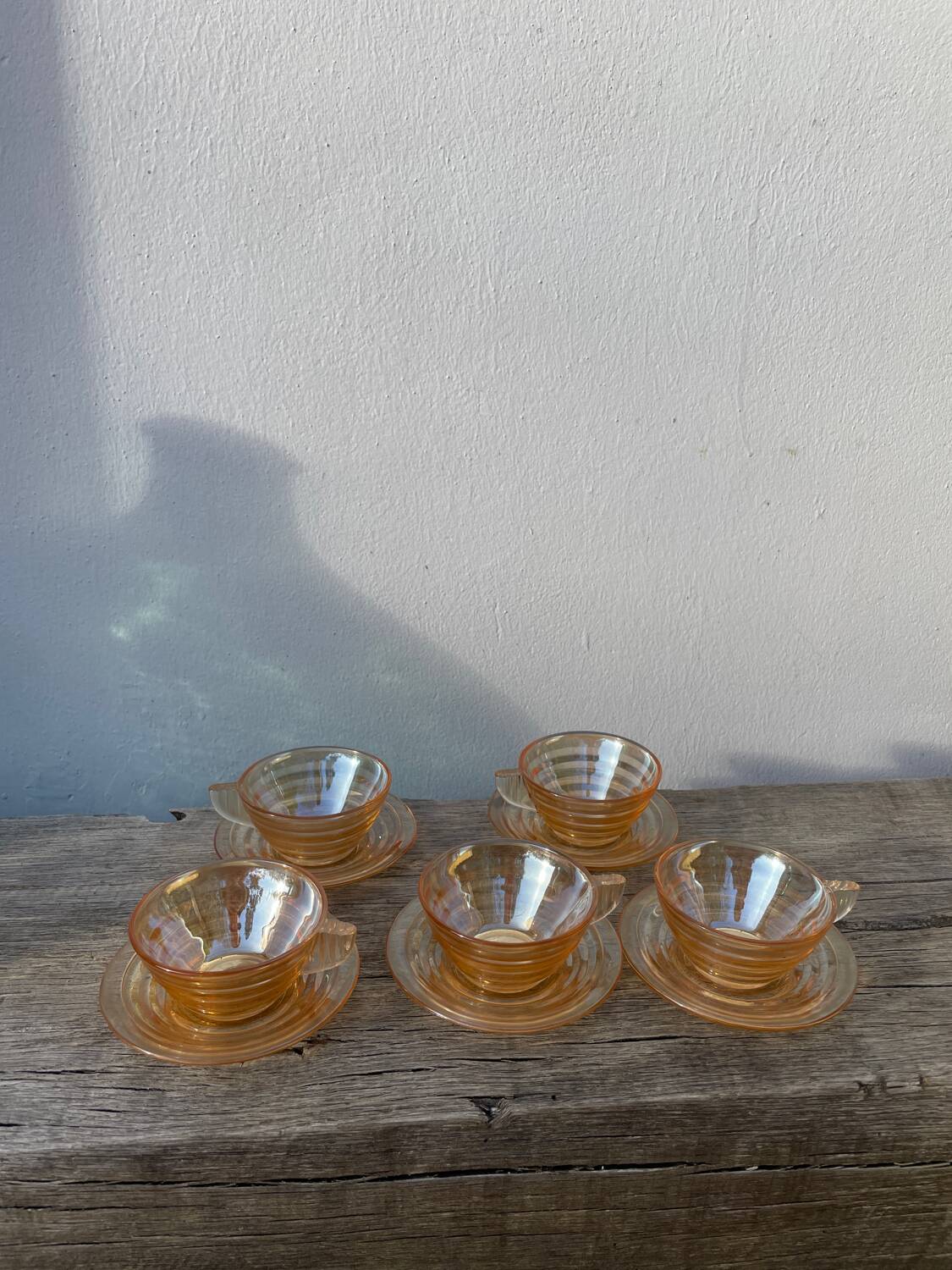 5 tasses à café en verre italiennes fumées Gondolo 