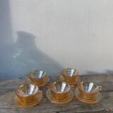 5 tasses à café en verre italiennes fumées Gondolo 