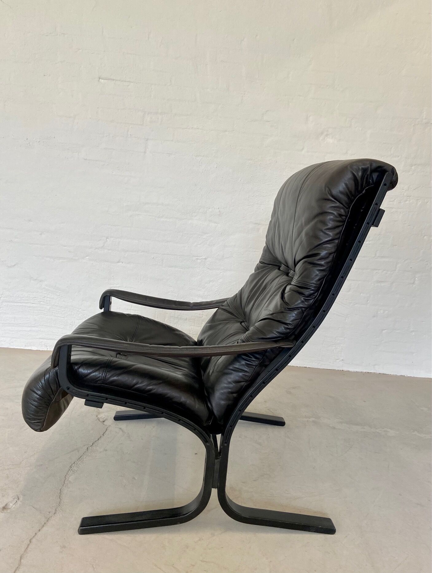 Vintage Norwegian leather chair & ottoman by Ingmar Relling