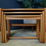 Swedish pale teak nesting tables set of three