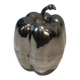 Silver-plated metal ice bucket in the shape of a pepper