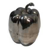 Silver-plated metal ice bucket in the shape of a pepper