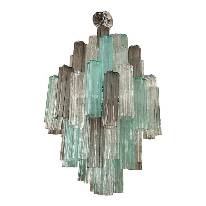 Green and Fumè “Tronchi”  Glass Chandelier
