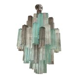 Green and Fumè “Tronchi”  Glass Chandelier