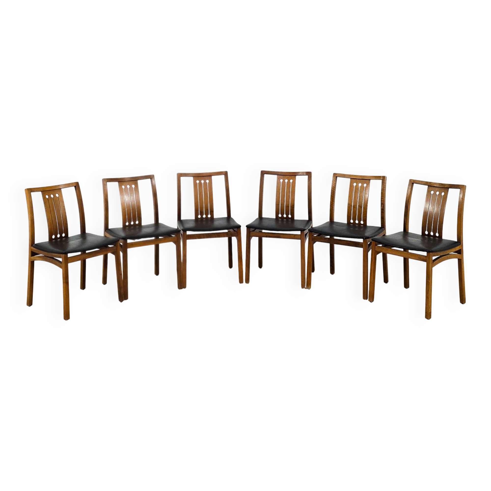 Ensemble de 6 chaises scandinaves par Jacques Hauville - 1960