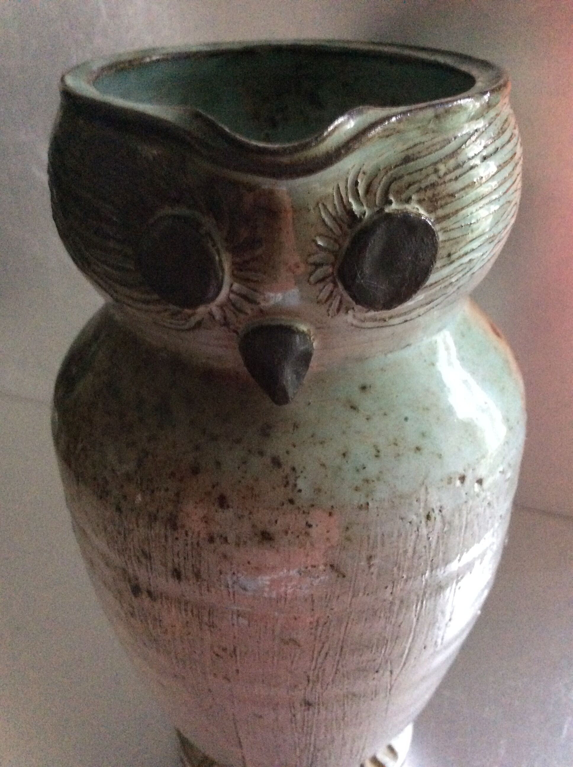 Ceramic owl pitcher, 70s