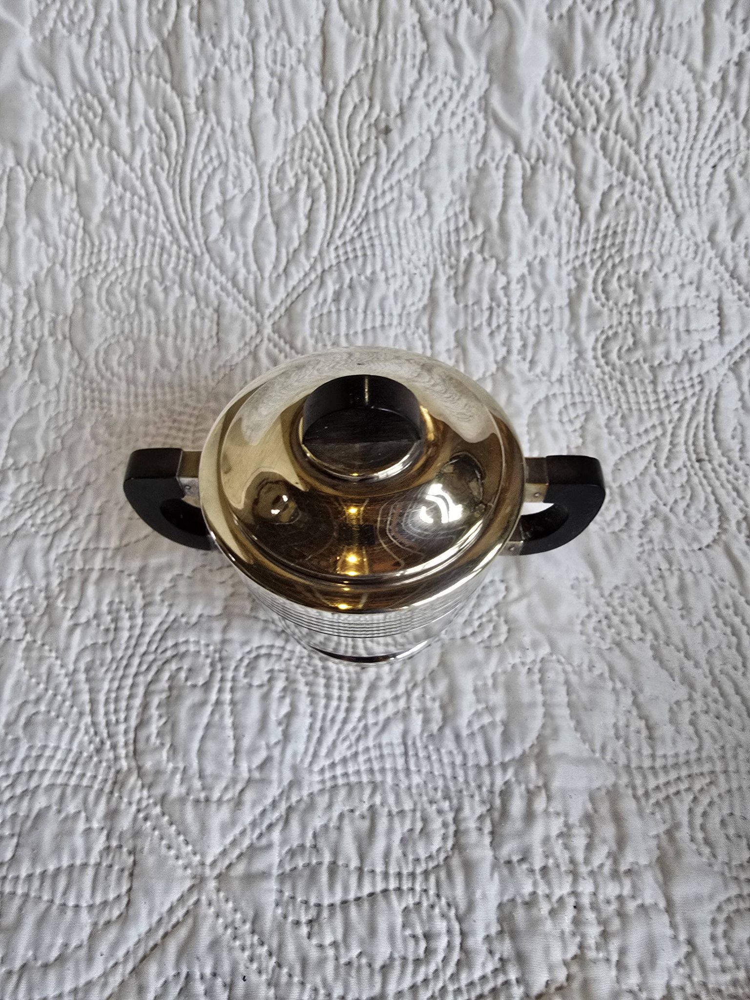 Art Deco tea and coffee service in silver-plated metal and Bakelite, 1930s
