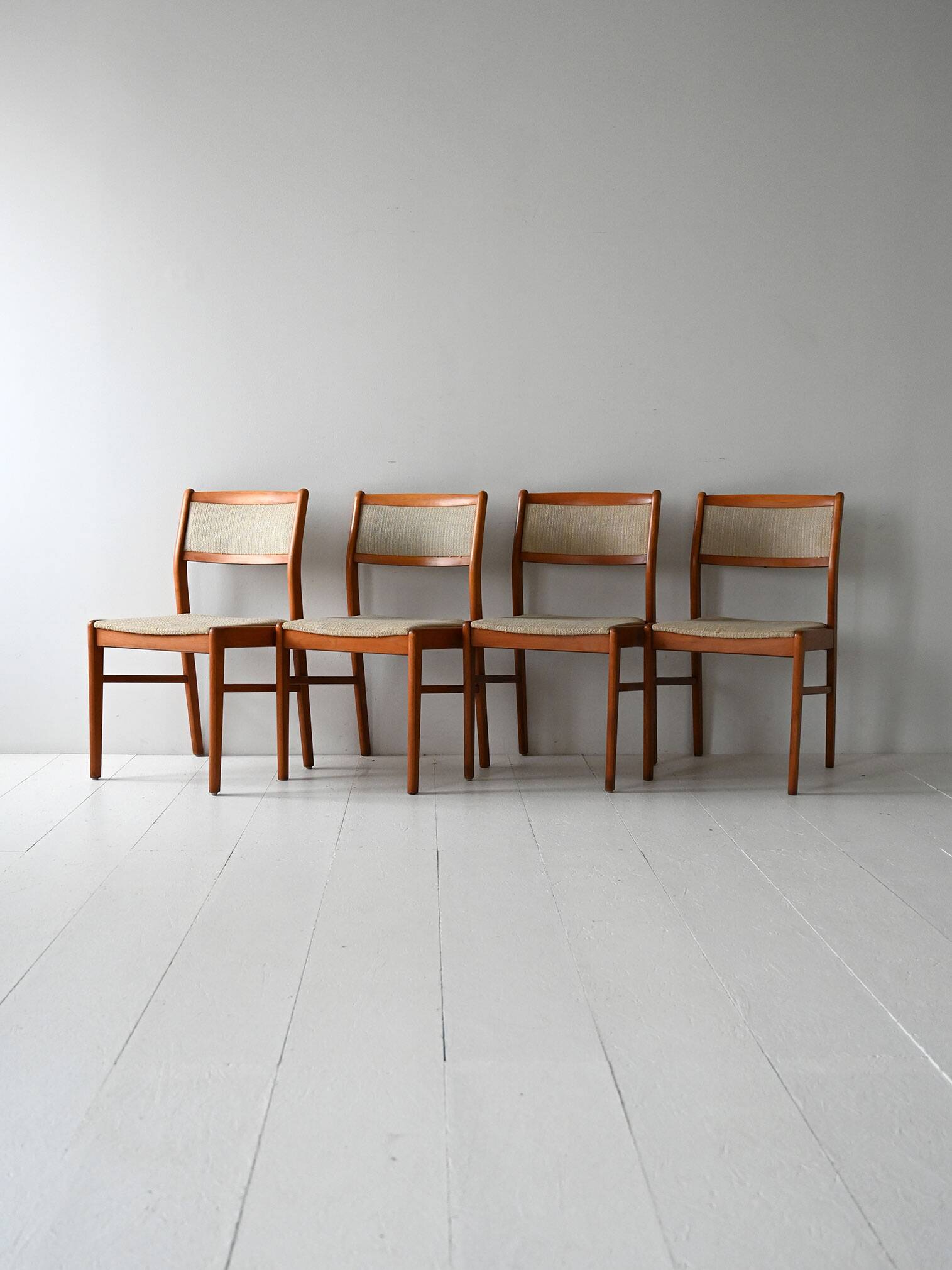 Set of 4 Scandinavian teak chairs 1960s with original upholstery